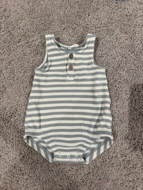 Quincy Mae Blue & White Striped Waffle Knit Bubble